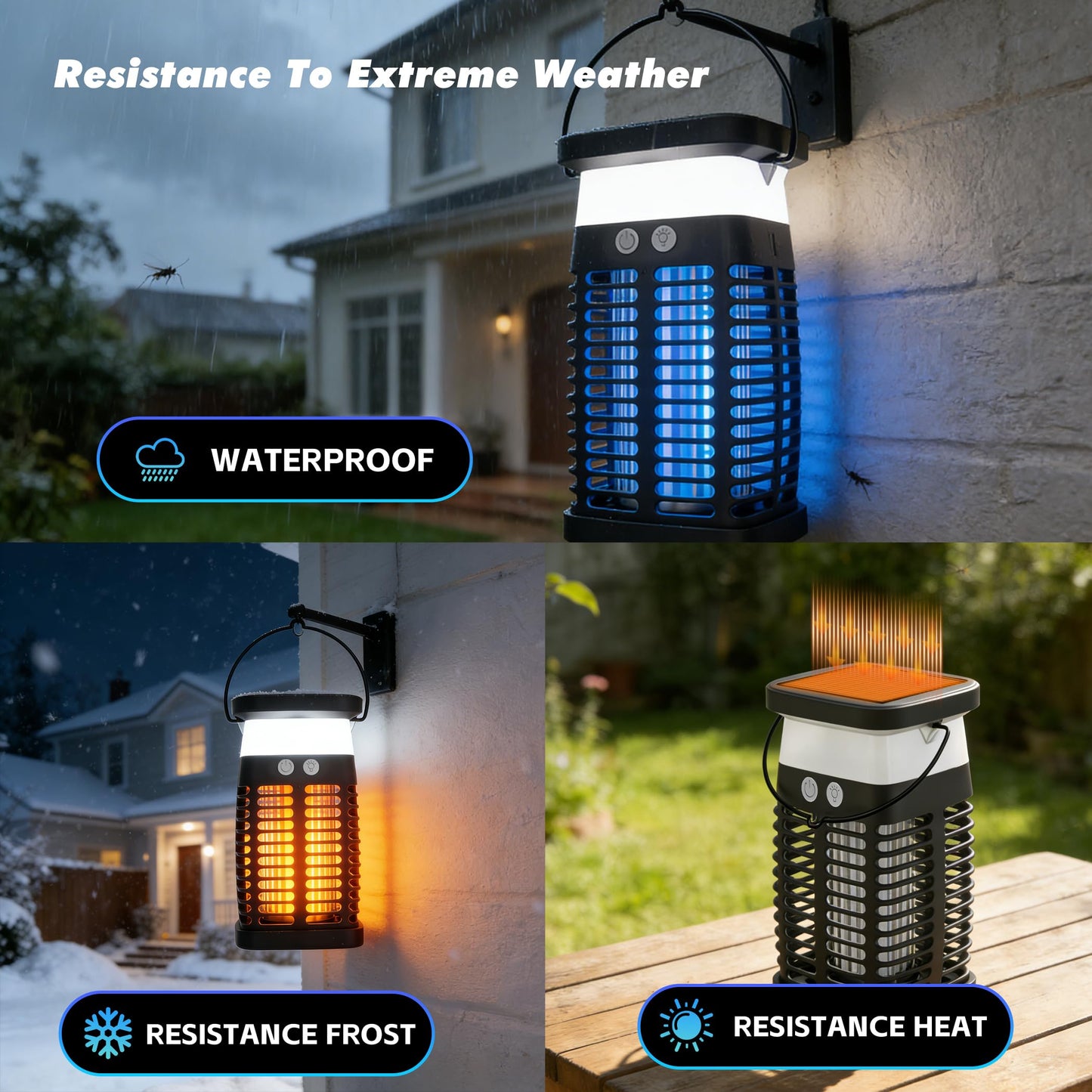 Bug Zapper Indoor Outdoor, Solar Mosquito Zapper with RGB Light & Reading Lamp Portable & Rechargeable, Waterproof Fly Zapper for Home Backyard, Patio, Backyard, Camping, Garden