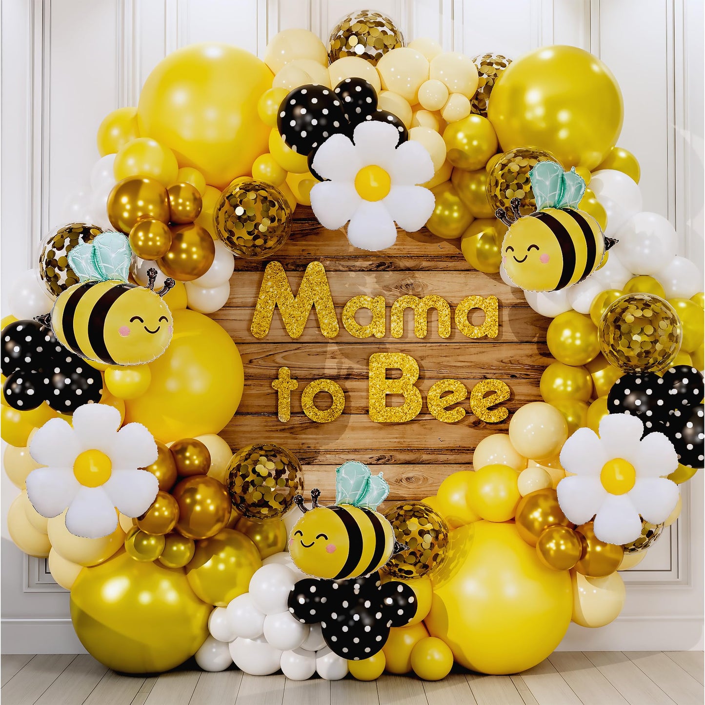ALL-IN-1 Bee Balloons Garland Kit & Arch - Small and Large Black Yellow and White Bumble Bee Balloons for What Will It Bee Gender Reveal Party Supplies, Baby Shower Decorations, or Honey Bee Birthday