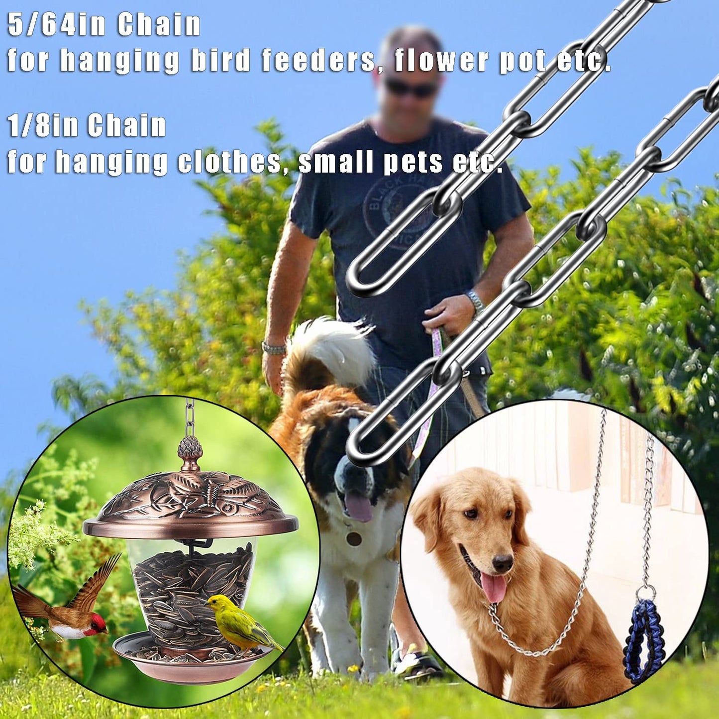Stainless Steel Chain, Lsqurel 6.5ft Metal Link Chain 5/64in Small Light Duty Chain for Home Outdoor Camping Hanging etc (5/64in-6.5ft)
