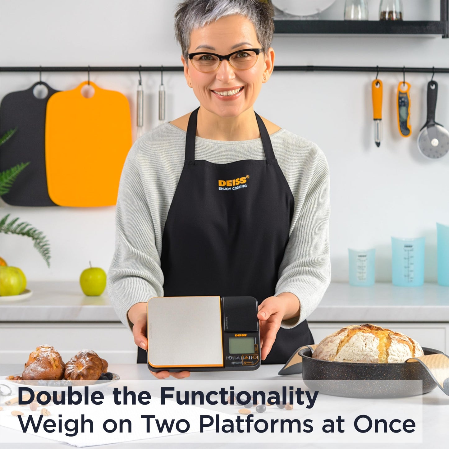 Deiss PRO Dual Platform Digital Kitchen and Food Scale - 11lb Capacity & 17.6oz Capacity Precision Kitchen Scale, Digital Scale for Baking, Cooking, Meal Prep, Food Scales Grams and Ounces