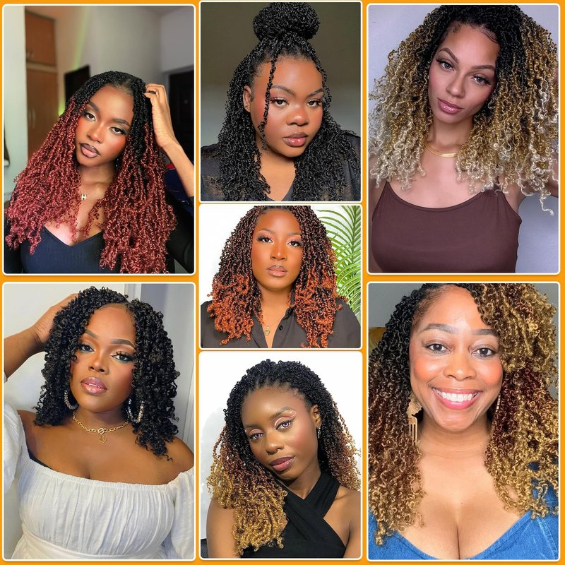 12 Inch Pre-Looped Yanky Twist Crochet Hair, 30 Strands/Pc, Mini Passion Twists, Senegalese Braiding Hair (T30, 8 Pcs/Pack)
