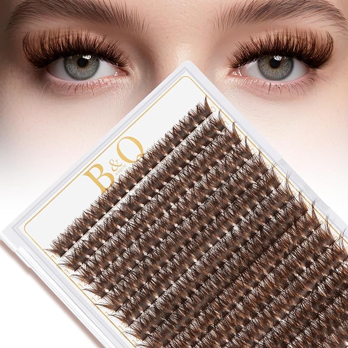 B&Q Mocha Brown Lash Clusters | 280 Pcs Brown Wispy & Natural Eyelash Clusters for Beginner DIY, Complete Lash Extension with Beauty, Fake Eyelashes for Natural Look(80D 10-18mm)