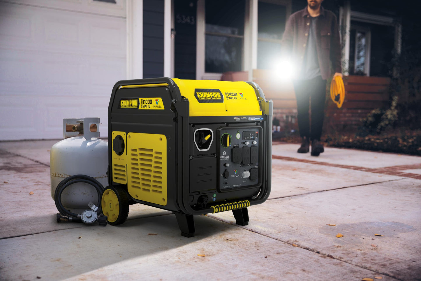 Champion Power Equipment 11,000-Watt Wireless Remote Start Tri Fuel Home Backup Portable Inverter Generator with Quiet Technology and Free 3-Year Warranty