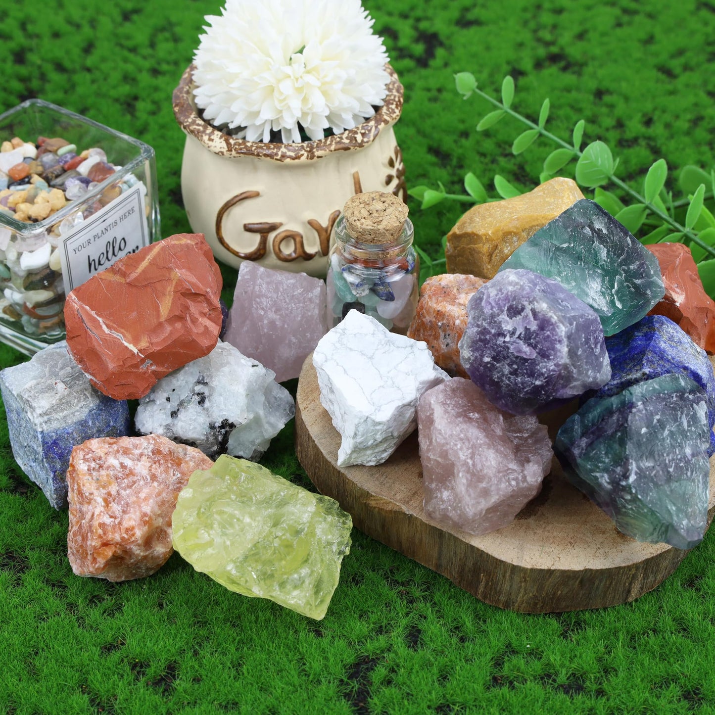 QINJIEJIE 1.8-2.2'' Rainbow Moonstone Raw Crystals 2PCS Natural Rough Healing Crystal Rocks Large Stones for Tumbling Cabbing Polishing Fountain Rocks Bulk DIY Decoration Gifts