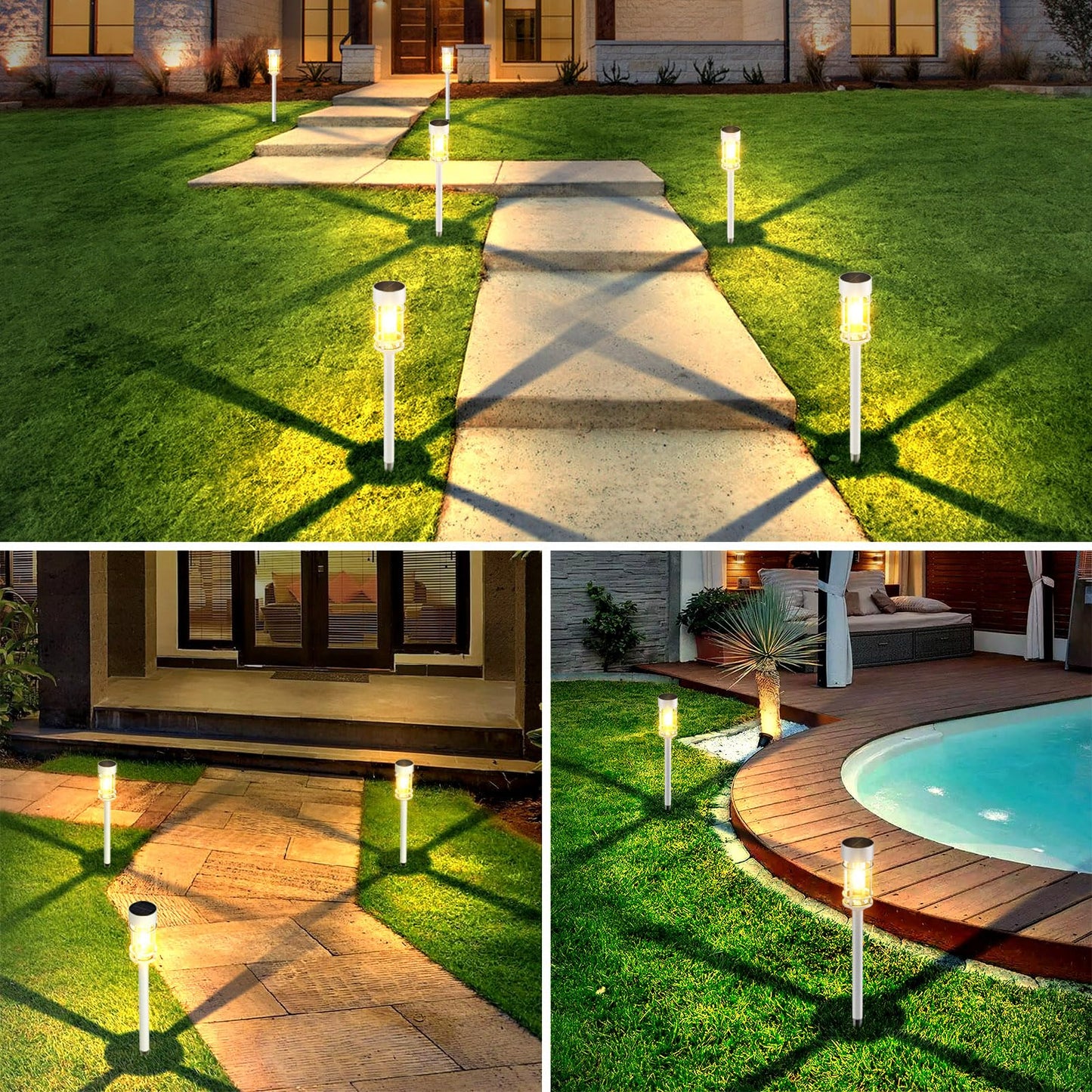 Mancra Solar Pathway Lights Outdoor Waterproof, 8 Pack LED Solar Garden Lights for Outside Decorations, Dusk to Dawn Solar Walkway Lights Landscape Lighting