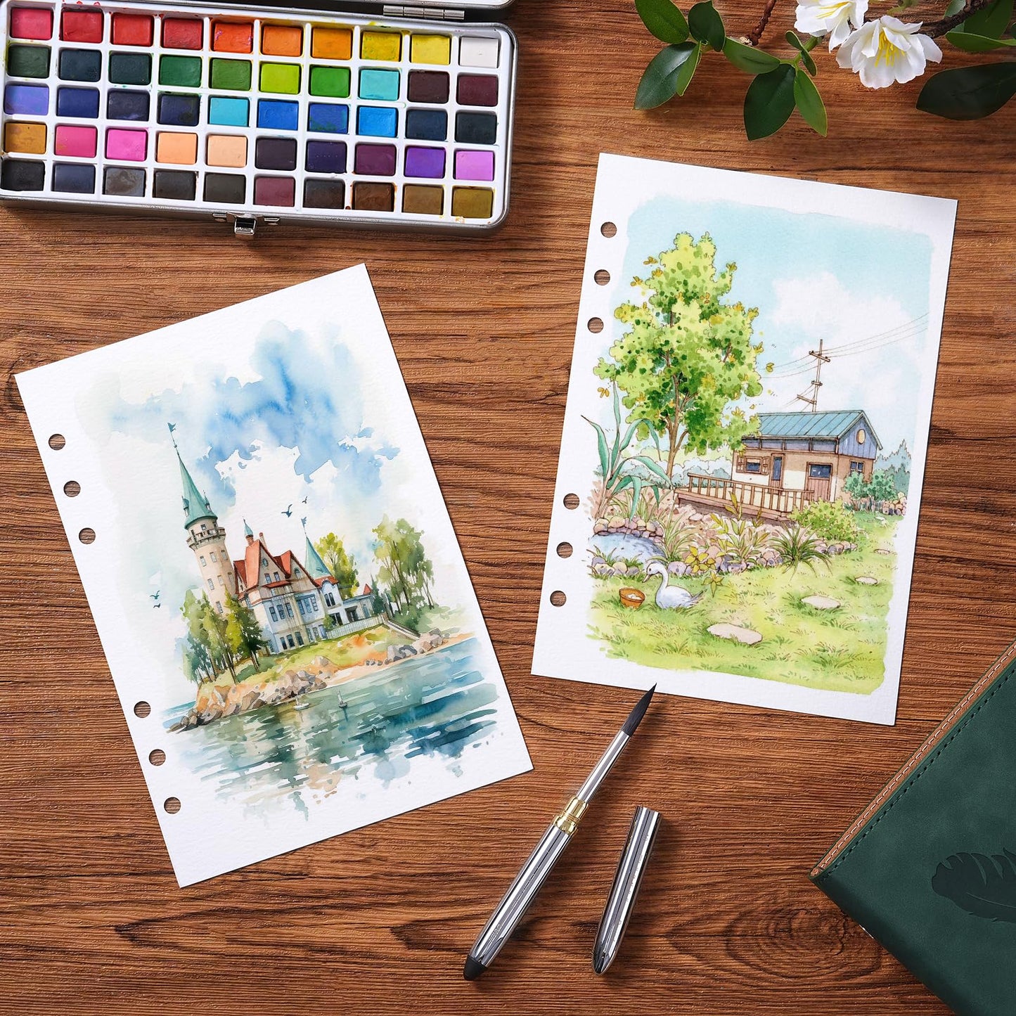 Fuumuui Watercolor Sketchbook Paper Refill - 20 Sheets 140 LB (300 GSM) Cold Pressed, Acid-Free Cotton Paper for Painting, Drawing, Art Journaling, Sketchbook As Travel Notebook - 5.6 x 8.2 inches