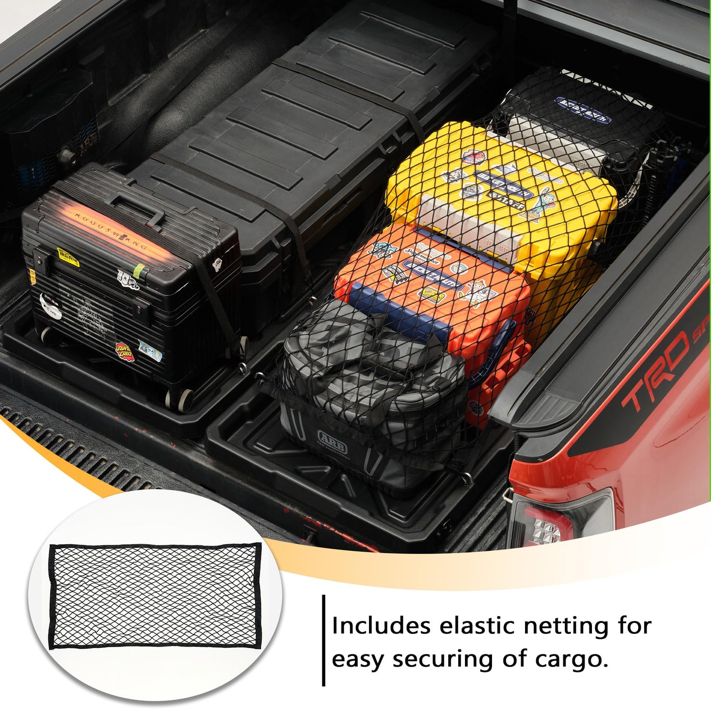 KOKSHELY Truck Bed Slide Out Cargo Tray, 62" Lx 47.2" W Size Truck Bed Organizer Tray for 5’7’’+ Long Beds, Sliding Truck Cargo Tray Fits Most Full-Size Pickups, with Open Hooks & Elastic Cargo Net