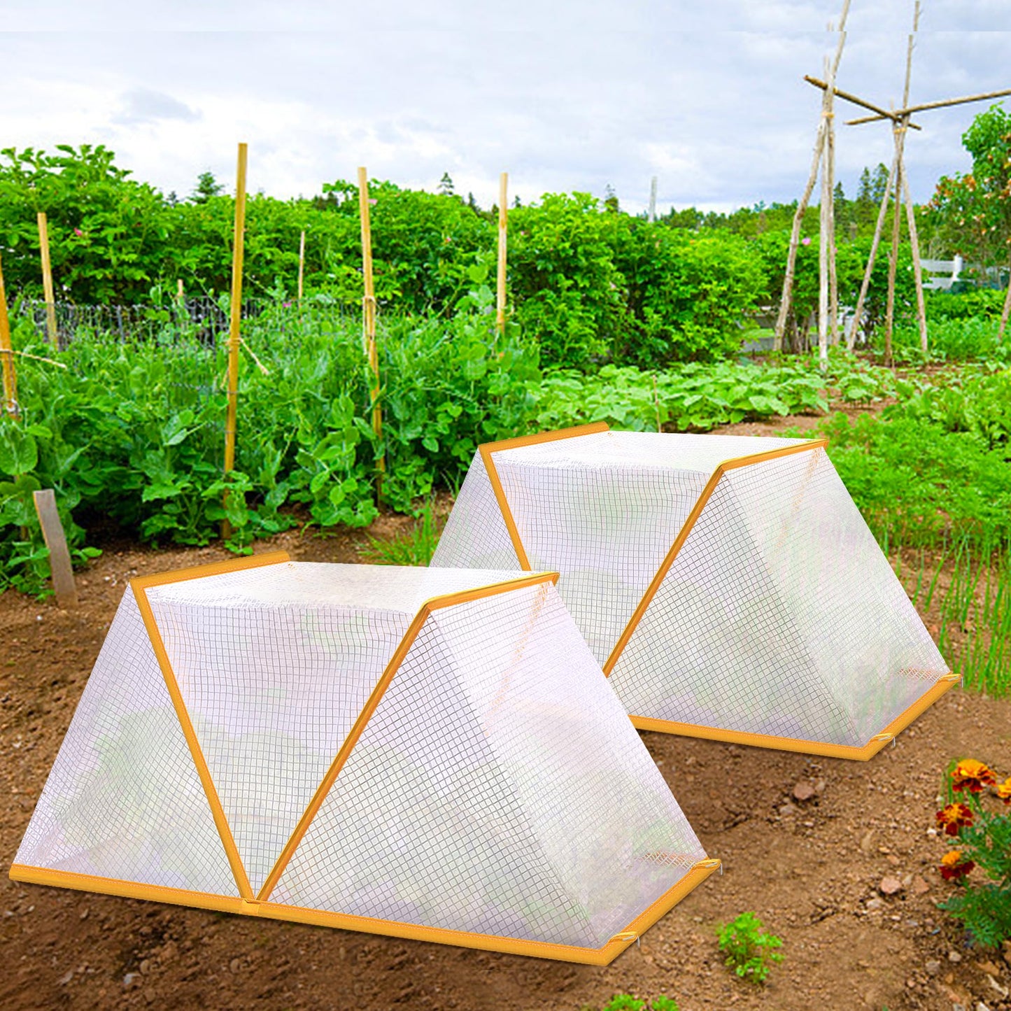 32" x 13" x 14" Garden Row Accelerator Plants Cover, Foldable Raised Garden Beds Vegetable Rows Plant Protector, Plant Net Cage Guard Greenhouse Cover for Protecting Vegetable Fruit from Animals