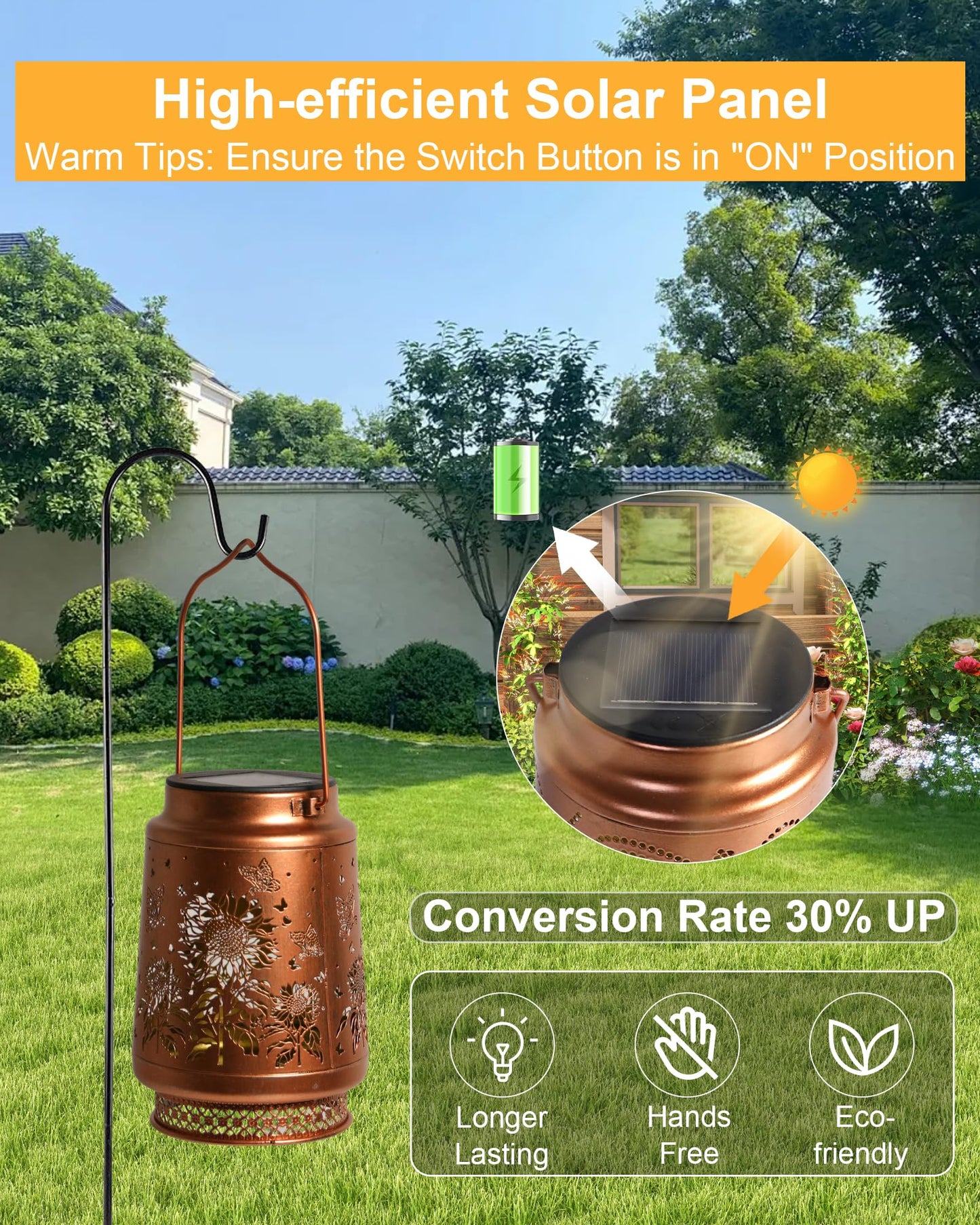 Sunflower Gifts for Women Sunflower Solar Lantern Birthday Gifts Mothers Day Gifts for Mom Grandma Sister Friend Garden Decor Metal Solar Hanging Lights Outside Decor for Yard Patio Porch Landscape