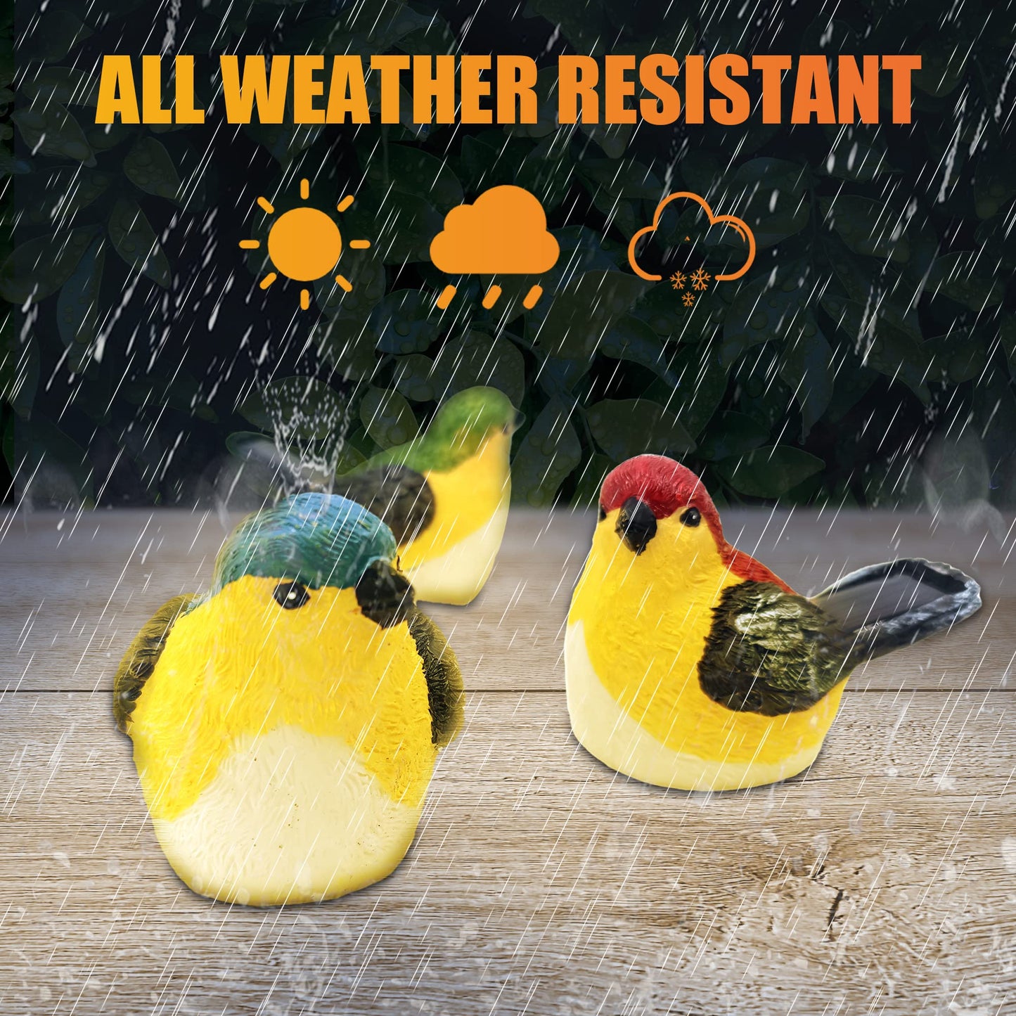 JZSTOM Solar Outdoor Lights Bird Garden Statues Decor,Bird Figurine Lights with Powered LED, Housewarming Birthday Gifts for Women, Mom (3 Pack)