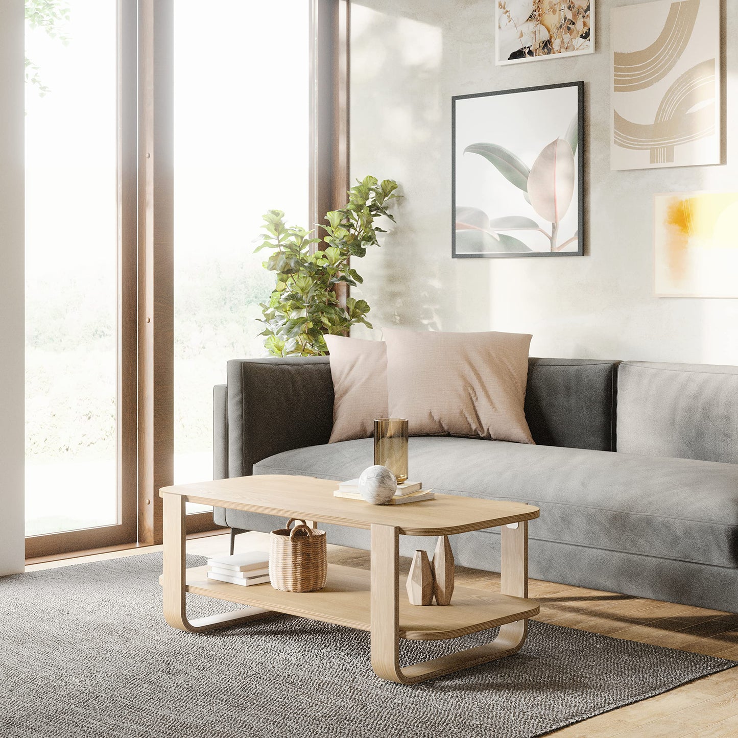 Umbra Bellwood Coffee Table with Storage, Natural