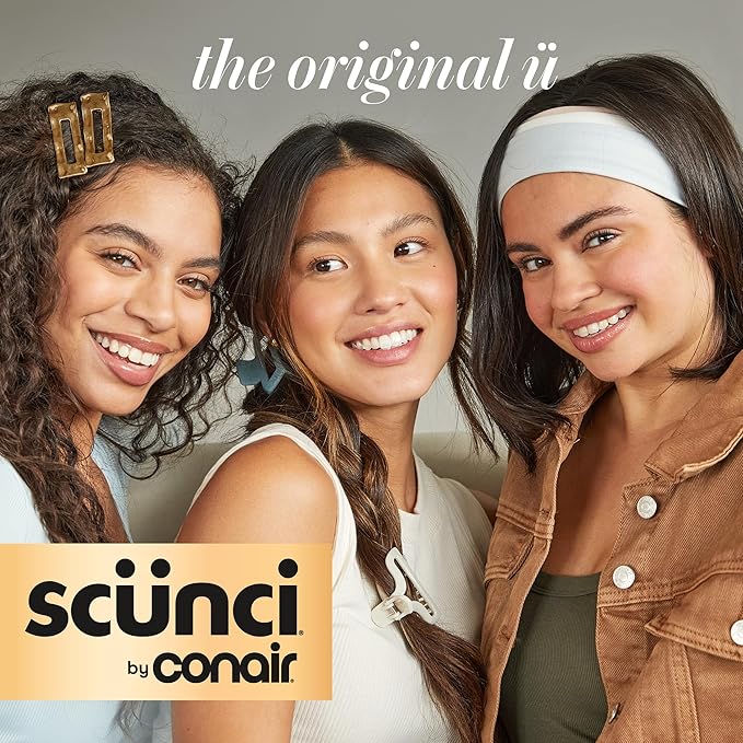CONAIR Scunci Effortless Beauty Skinny headband -plastic Headbands for Women and Men - hair accessories for women - trendy girl gifts - Assorted Glitter - 4 Count
