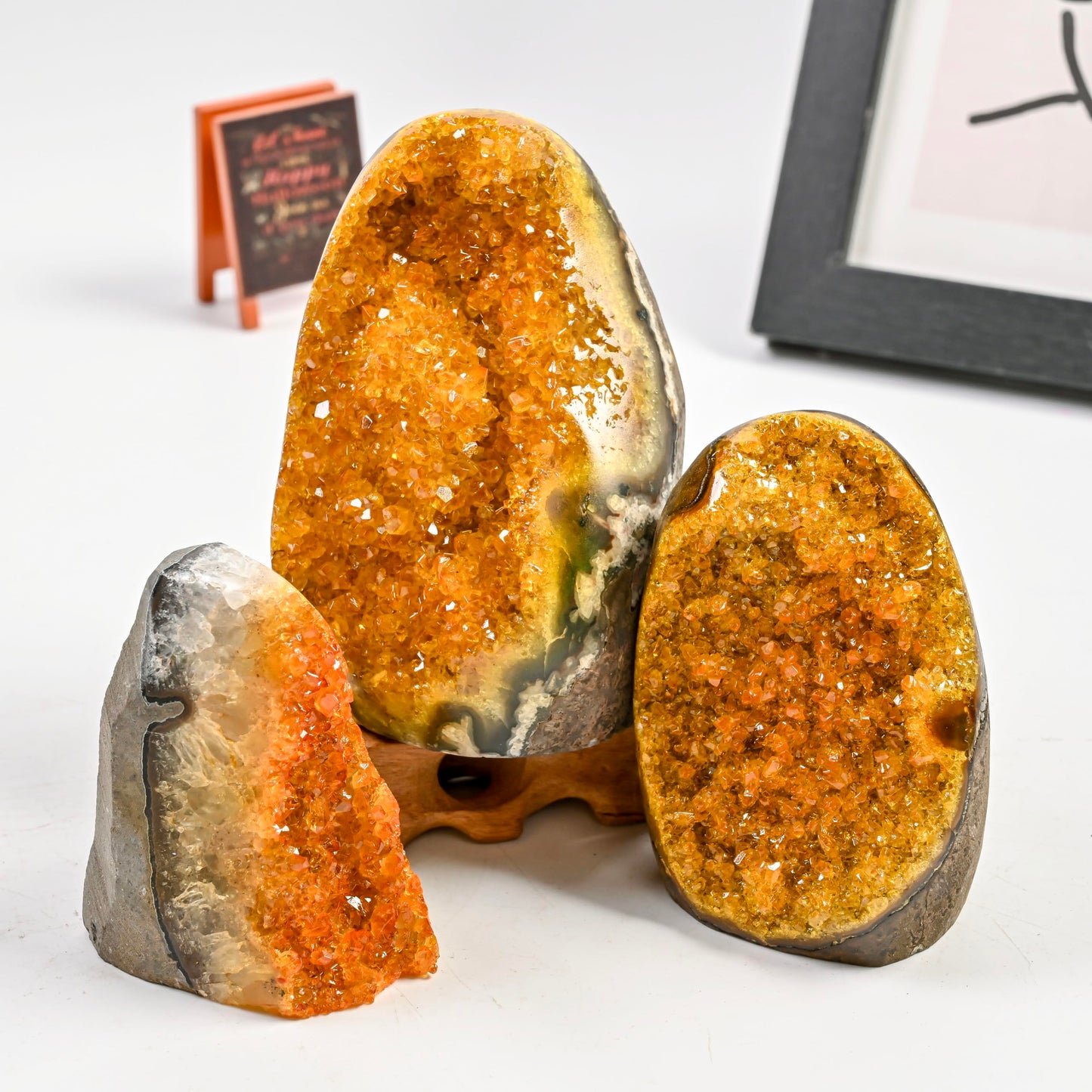 CrystalHola 200-700g Selected Raw Geode Quartz Cluster Home Feng Shui Ornaments Energy Stone Healing Tools Meditation Feng Shui Decoration,Stone Display Piece, Mineral Specimen (Yellow, 300-400g)