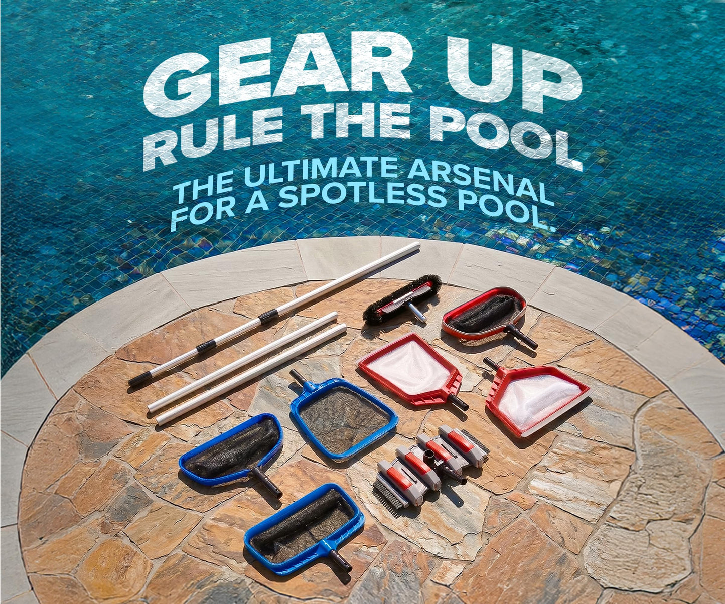 Pool Vacuum Head for Inground & Above Ground Pools // Manual Swimming Pool Vacuum Cleaner Attachment Head // Flexible Weighted Direction-Control & Side Brushes, Vinyl Liner Safe (Pole Sold Separately)