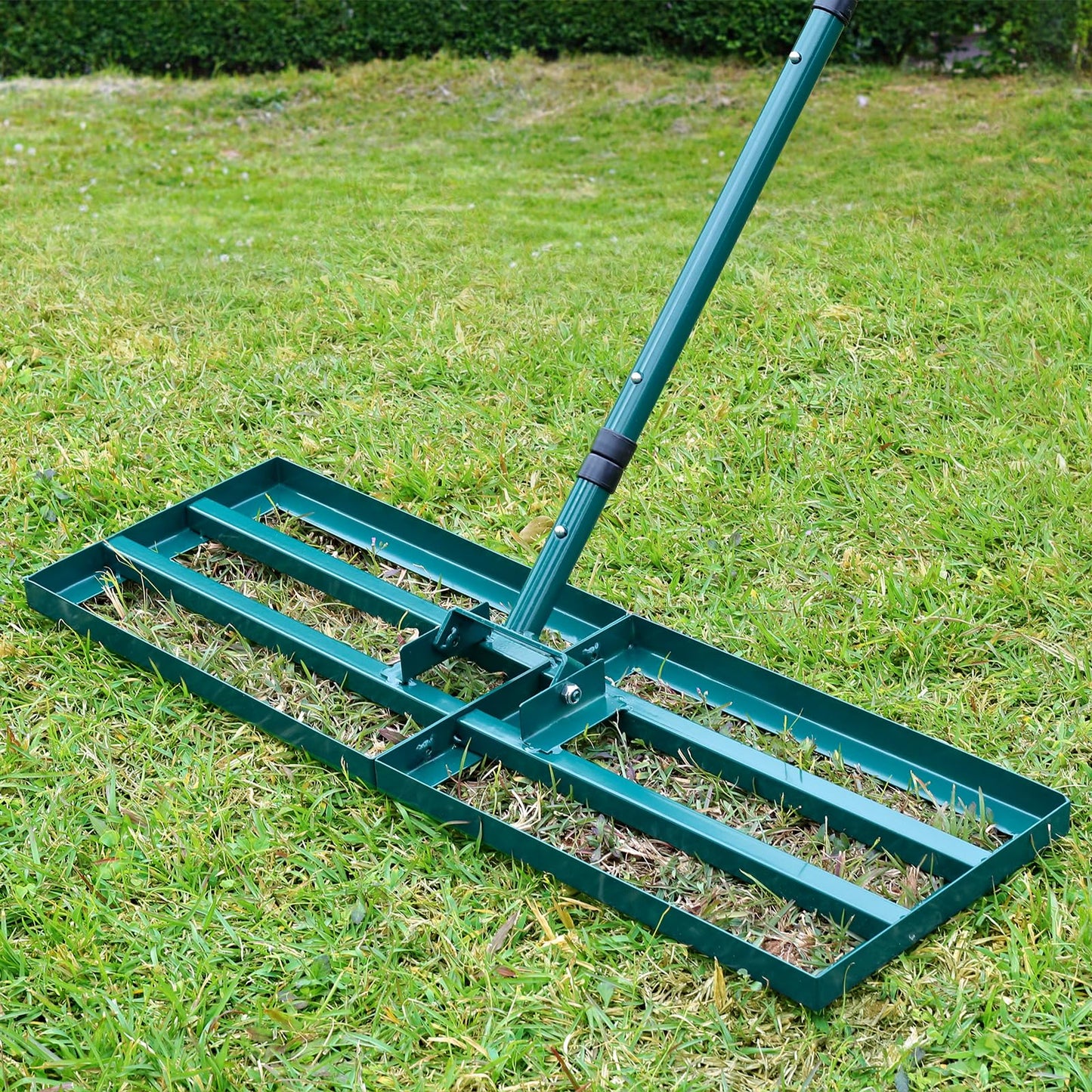Lawn Leveling Rake,Stainless Steel Lawn Leveler with 30âx10â Ground Plate, 78â Adjustable Long Handle, Level Yard Tool for Grass, Golf Field, Level Soil or Dirt Ground Surfaces-Green