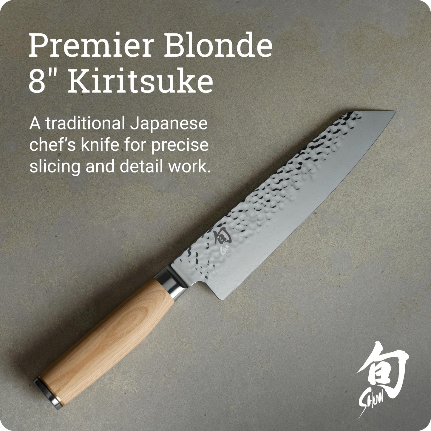 Shun Premier Blonde 8" Kiritsuke Knife, Handcrafted Japanese Kitchen Knife for Professional and Home Chefs, VG-MAX Core with Damascus Stainless Steel Cladding, Pakkawood Handle