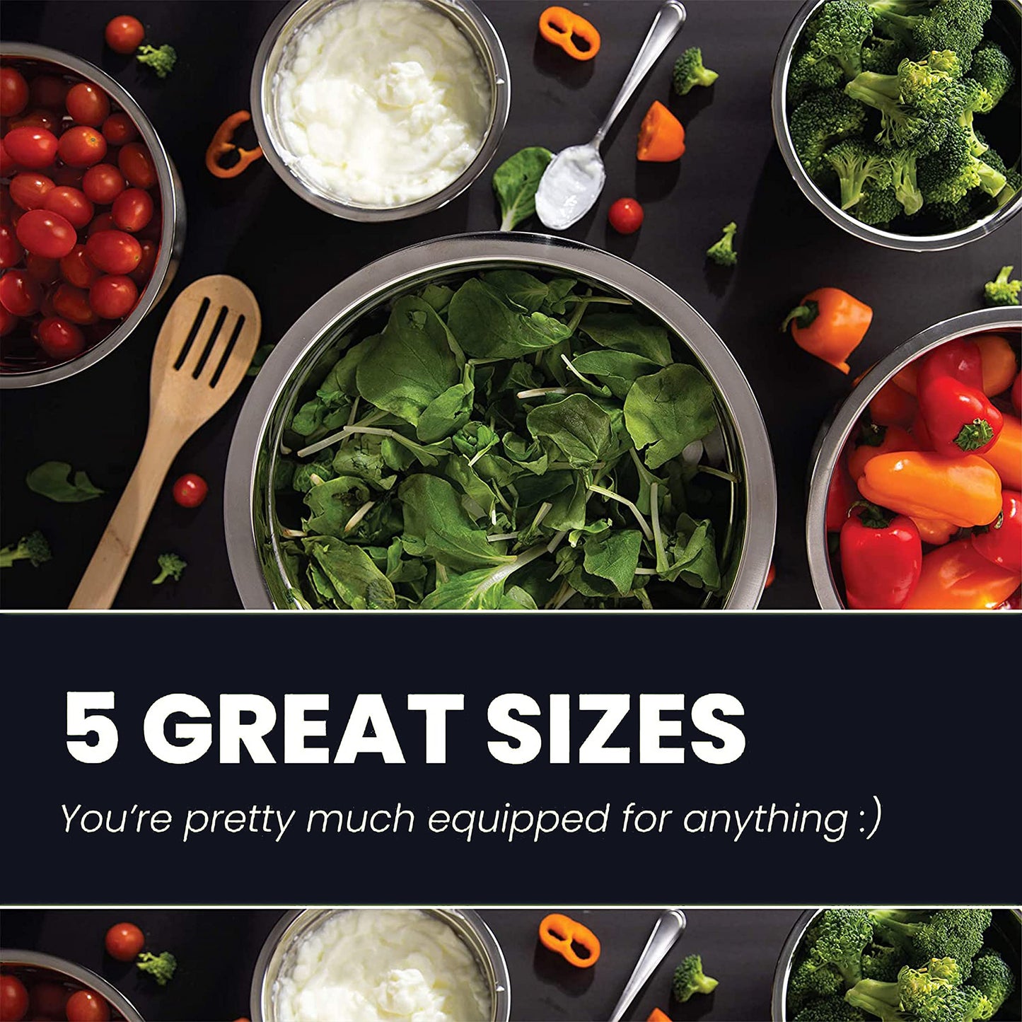 WHYSKO Meal Prep Stainless Steel Mixing Bowls Set, Home, Refrigerator, and Kitchen Food Storage Organizers | Ecofriendly, Reusable, Heavy Duty (White)