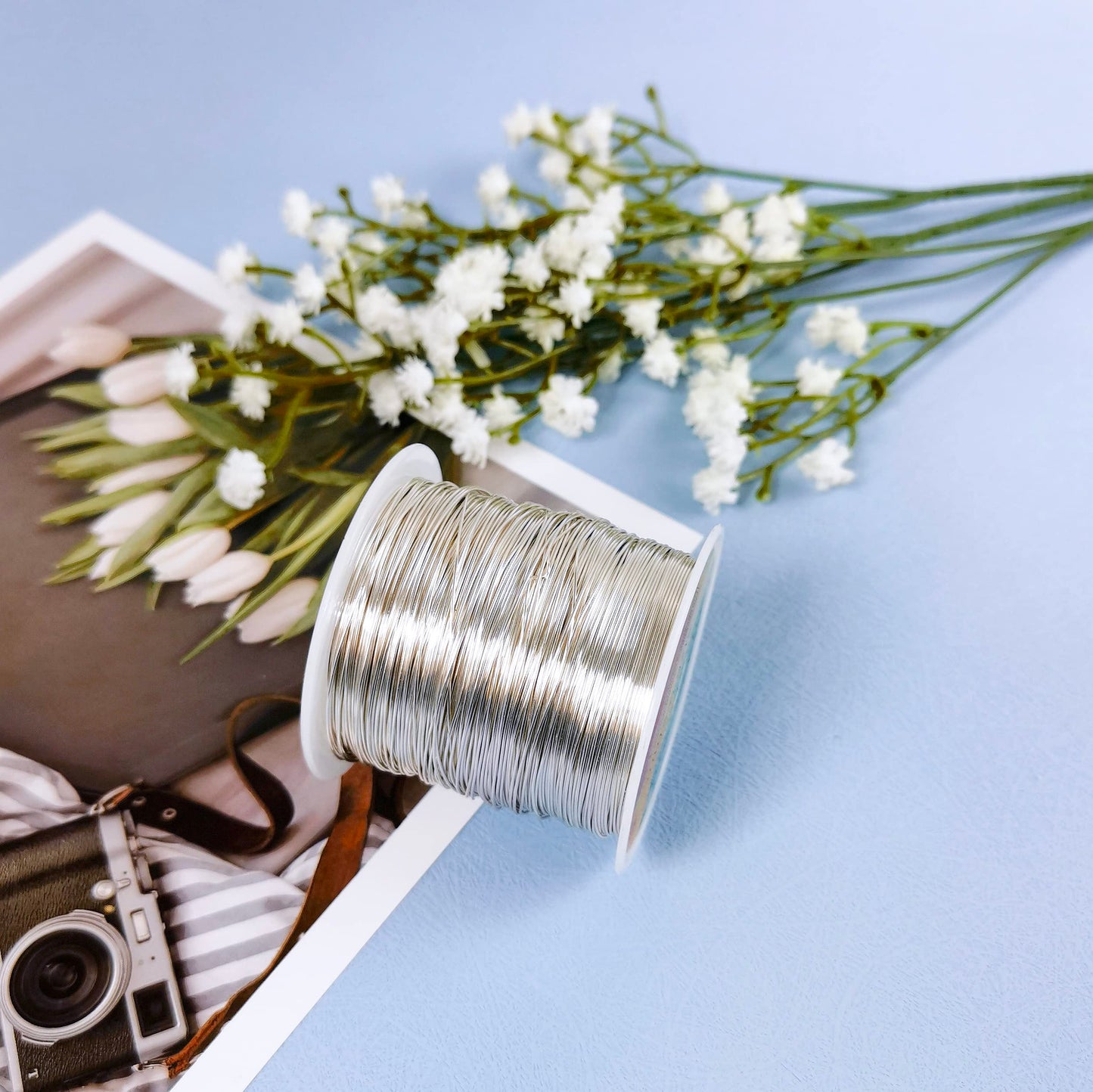 203 Feet Tarnish Resistant Copper Wires 24 Gauge/0.5mm Jewelry Craft Wires Beading Wire for Jewelry Making, Wire Wrapping and Crafting(Silver)