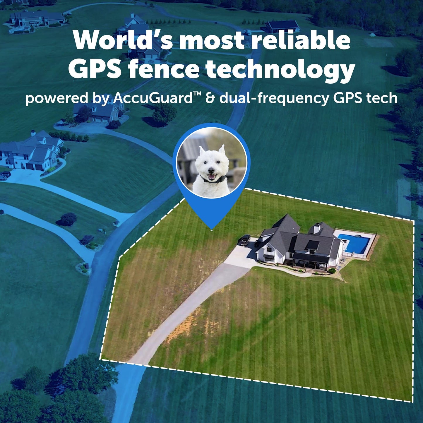 PetSafe Guardian GPS 2.0 Dog Fence + Tracking - Wireless GPS Dog Fence - Real-Time Tracking - Custom Boundaries System - Waterproof Collar - Comfortable Fit