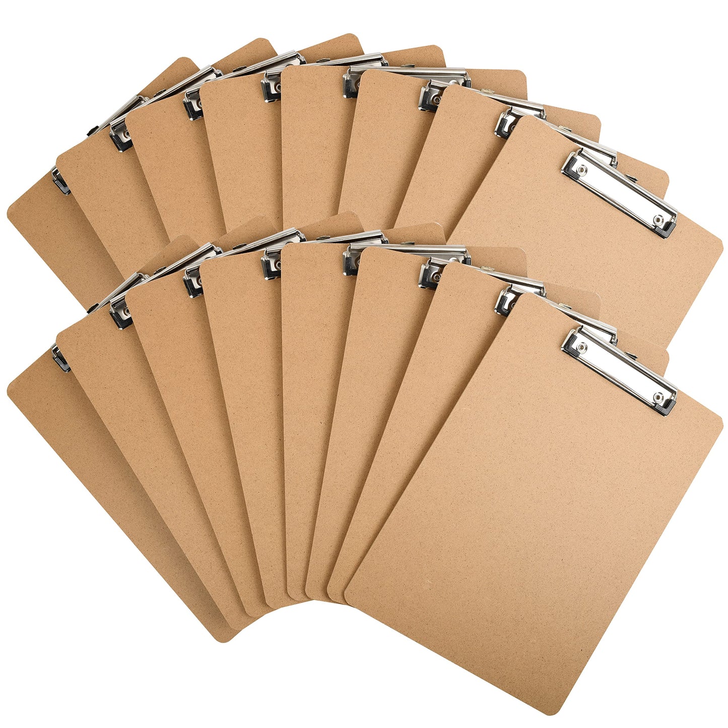 Happyhapi 16 Pack Clipboards Letter Size 9" x 12.5" Eco-Friendly Wood Clip Boards Hardboard for A4 Paper Low Profile Clip for Office, School, Classroom Supplies, Hospital, Traveling, Party, Brown