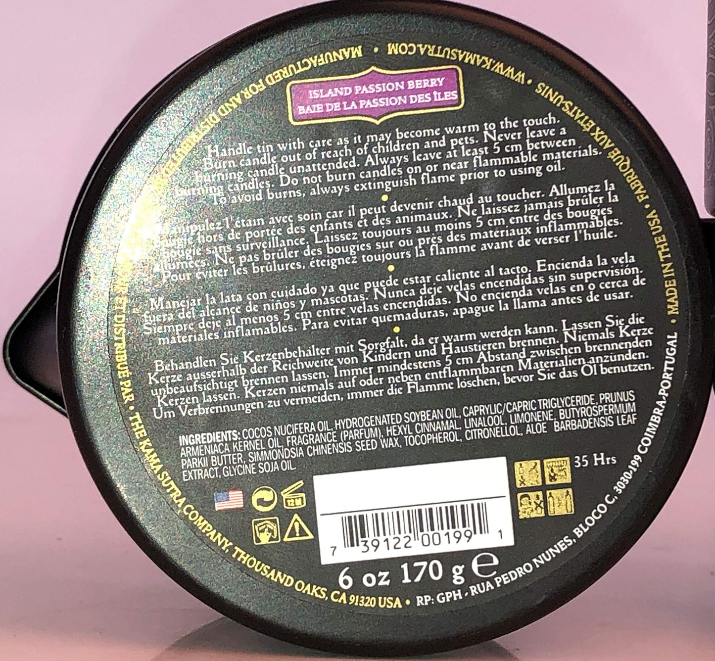 KAMA SUTRA Ignite Massage Candle - Coconut Oil and Soy Based - Island Passion Berry, 6 oz Candle Melts into a Warm Massage Oil, Couples Massage, Pour Spout Massage Candle