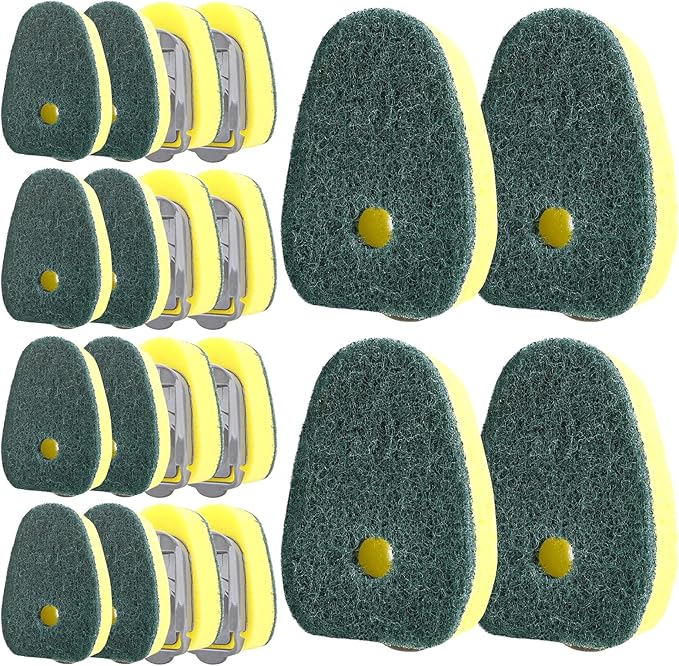 Sponge Dishwand Brush Refills for Scotch-Brite Dishwand - 20 Pack Dish Soap Non-Scratch Brush Refills for Nonstick Pots and Pans, Glass & Tubs(Green