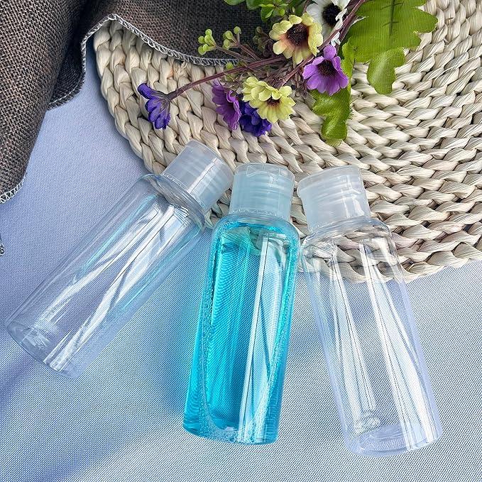 DNSEN 5 Pack 3.4oz Empty Plastic Travel Bottles for Toiletries TSA Approved Leak Proof Squeezable Travel Size Containers Travel Essentials Accessories, clear