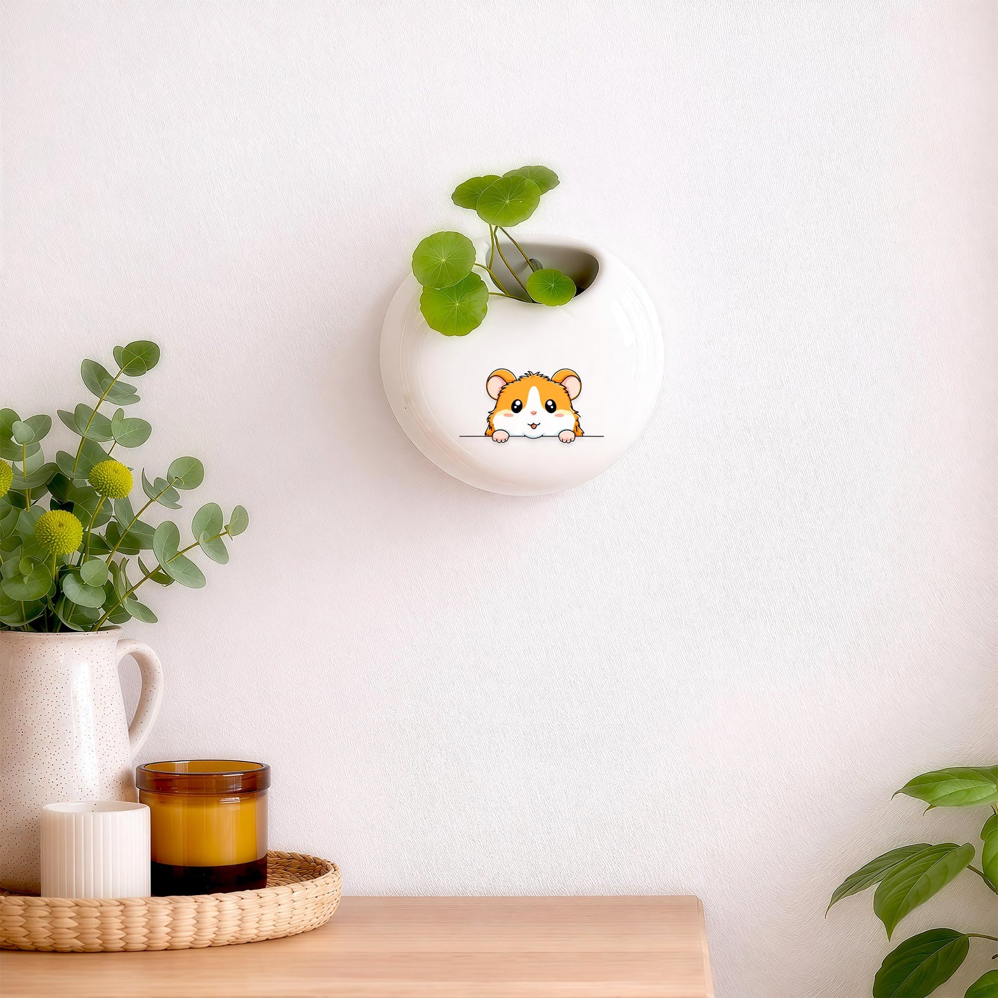 BJDAMAI Hamster Small Wall Planters for Indoor Outdoor Pots Ceramic, Gifts for Women Teens Girls Kids, Hamster Lovers Themed Gifts Decor Stuff Things Items!