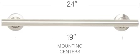 Seachrome 24-inch Coronado Designer Straight Bathroom Shower Grab Bar, Satin Stainless Steel, Brushed Nickel