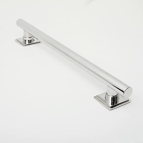36-inch Coronado Designer Straight Bathroom Shower Grab Bar with Decorative Square Flanges, Satin