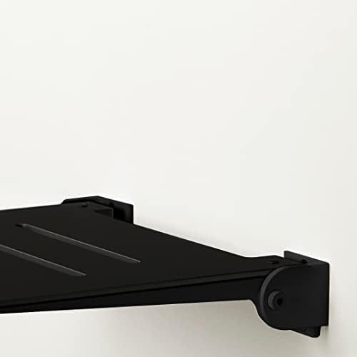 Seachrome 18 inch Silhouette Slimline Folding Wall Mount Shower Bench Seat, Matte Black Seat with Matte Black Frame