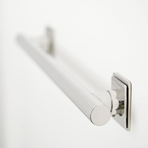36-inch Coronado Designer Straight Bathroom Shower Grab Bar with Decorative Square Flanges, Polished