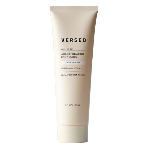 Versed Buff It Out AHA Exfoliating Body Scrub and Mask - Lactic Acid & Glycolic Acid Exfoliant - Microfine Pumice Body Exfoliator to Polish and Smooth Bumpy, Dry Skin - Vegan & Cruelty-Free (8 oz)