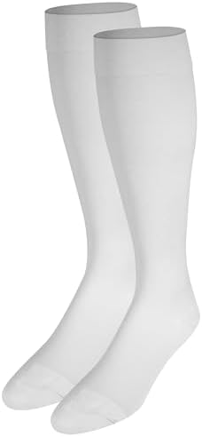 NuVein Medical Compression Stockings, 20-30 mmHg Support for Women & Men, Knee Length, Closed Toe, White, Large
