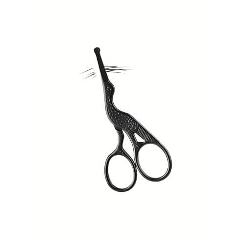 2pcs 3.5in Rounded Tip Vintage Stork Scissors for Cuticle, Eyebrow, Facial & Nose Hair Removal, Black
