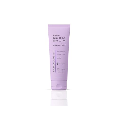 Tanologist Hydrating Daily Glow Body Lotion- Medium/Dark, Buildable & Transfer-Proof Gradual Self Tanner, Summer Fragrance, Natural Not Orange, Lasts 7 Days, Vegan Clean Formula, 8.45 fl oz