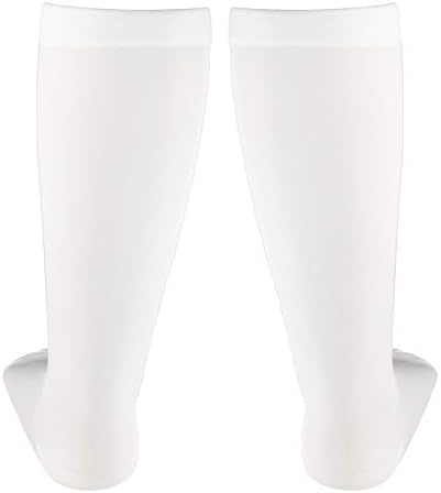 NuVein Medical Compression Stockings, 30-40 mmHg Support, Women & Men Knee Length, Open Toe, White, Large