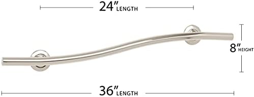 Seachrome 36 inch Bathroom Wave Grab Bar Satin Finish