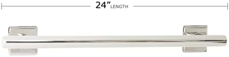24-inch Coronado Designer Straight Bathroom Shower Grab Bar with Decorative Square Flanges, Polished