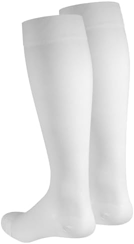 NuVein Medical Compression Stockings, 20-30 mmHg Support for Women & Men, Knee Length, Closed Toe, White, Large
