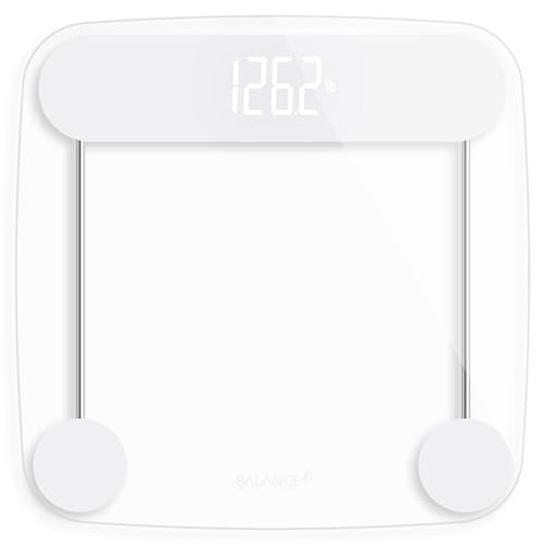 Greater Goods Digital Weight Bathroom Scale, Shine-Through Display, Accurate Glass Scale, Non-Slip and Scratch Resistant, Body Weight (Clear)