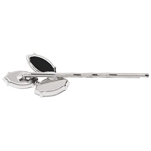 L. Erickson Triple Crystal Bobby Pin, Black Diamond/Silver