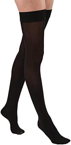 JOBST Relief Thigh High Graduated Compression Stockings 15-20mmHg - Comfortable Unisex Design with Silicone Dot Band - Closed Toe, Black, X-Large