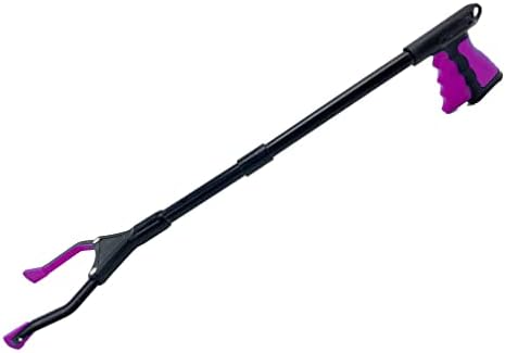 Grabber Reacher Tool - 26" Steel Portable Pick Up Stick - Strong Grip Magnetic Tip for Store Shelves Lightweight Garbage Litter Trash Picker Claw Grabber Tool for Elderly - by Luxet (Pink/Blue)