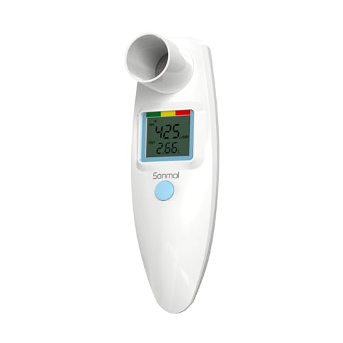 Digital Peak Flow Meter Portable PEF Forced Expiratory Volume FEV1 Tester with Red Yellow Green Risk Indicator