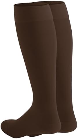NuVein Medical Compression Stockings, 20-30 mmHg Support for Women & Men, Knee Length, Closed Toe, Brown, X-Large