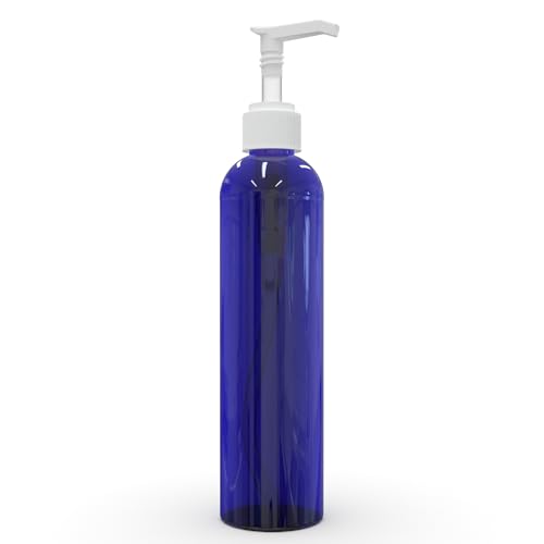 BRIGHTFROM Empty Lotion Pump Bottles, 8 Oz BPA-Free Refillable Plastic Containers, PETE1 Cobalt-Blue, Great for - Soap, Shampoo, Lotions, Liquid Body Soap, Creams and Massage Oil's (Pack of 3)