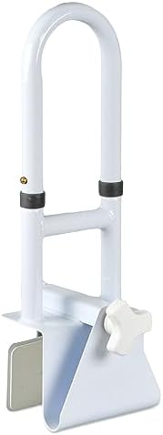 Bathtub Grab Bars for Seniors, Tub Handle Grab Bar for Elderly Bath Support, Bathtub Safety Rail, Assistance Bathtub Handle Clamp for Bathroom, 3.3"- 7" Width Adjustable, White