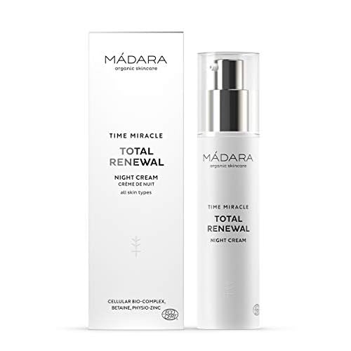 M?DARA Organic Skincare | Time Miracle Total Renewal Night Cream - 50ml, With multi-molecular Hyaluronic Acid and balancing Physio-Zinc, Based on Northern Birch Water, Vegan, Ecocert certified.