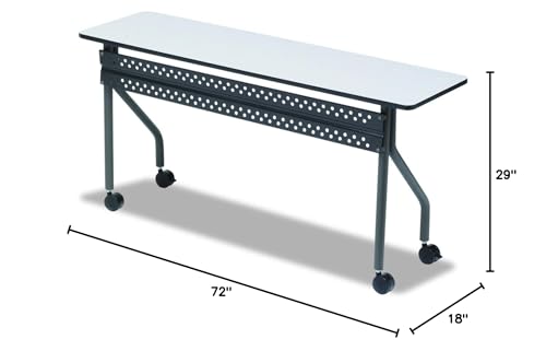 Iceberg Officeworks Mobile Training Table with Two Locking Wheels, Gray and Charcoal, 72" L x 18" W x 29" H